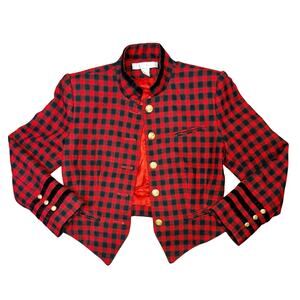 The Limited Vintage Red Black Plaid Wool Military Blazer Jacket Sz M 2026 Trend